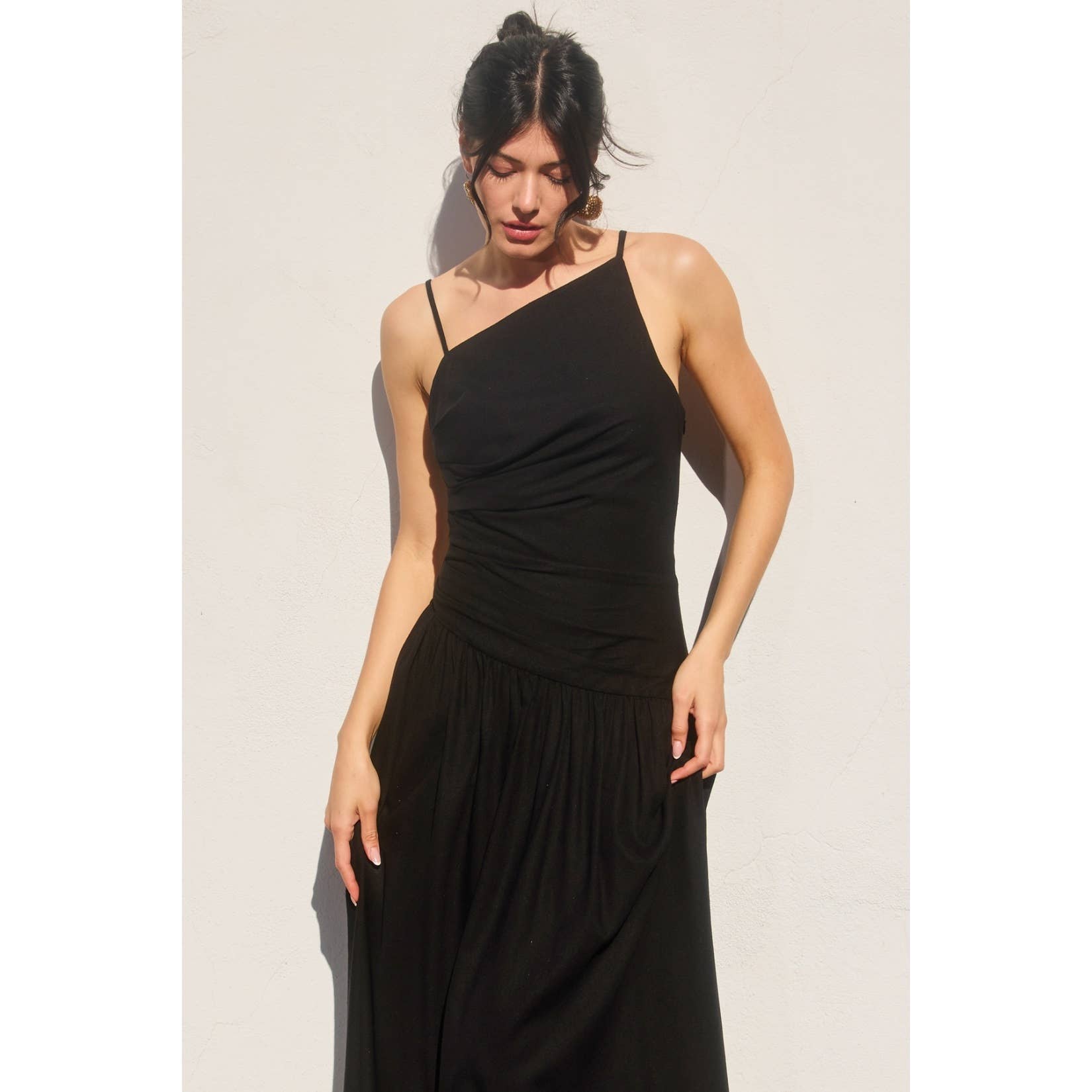Heaven Sent Drop Waist Ruched Maxi Dress