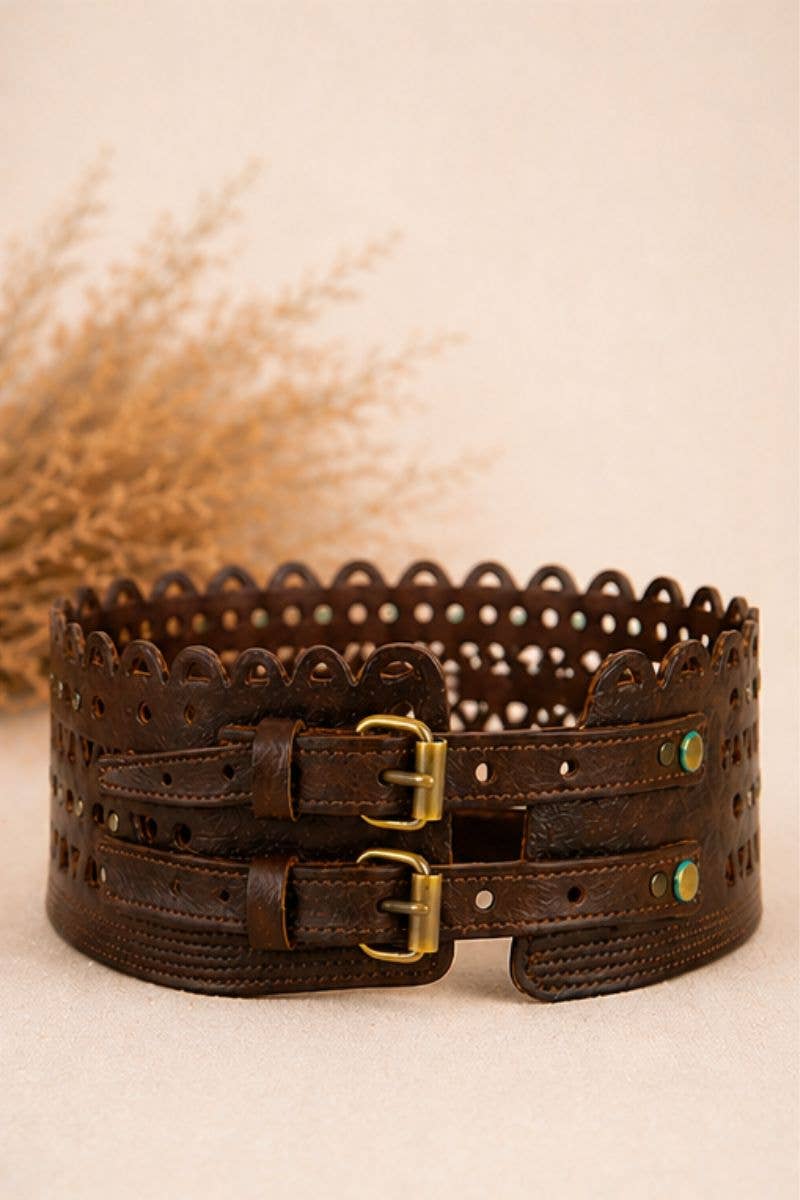 KRONOS DARK BROWN LEATHER SASH BELT