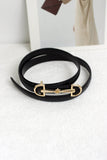 A2408DJN36588 - Slim Leather Belt with Equestrian Buckle