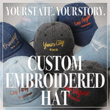 Custom Denim Embroidered Hat – Your City & State Design