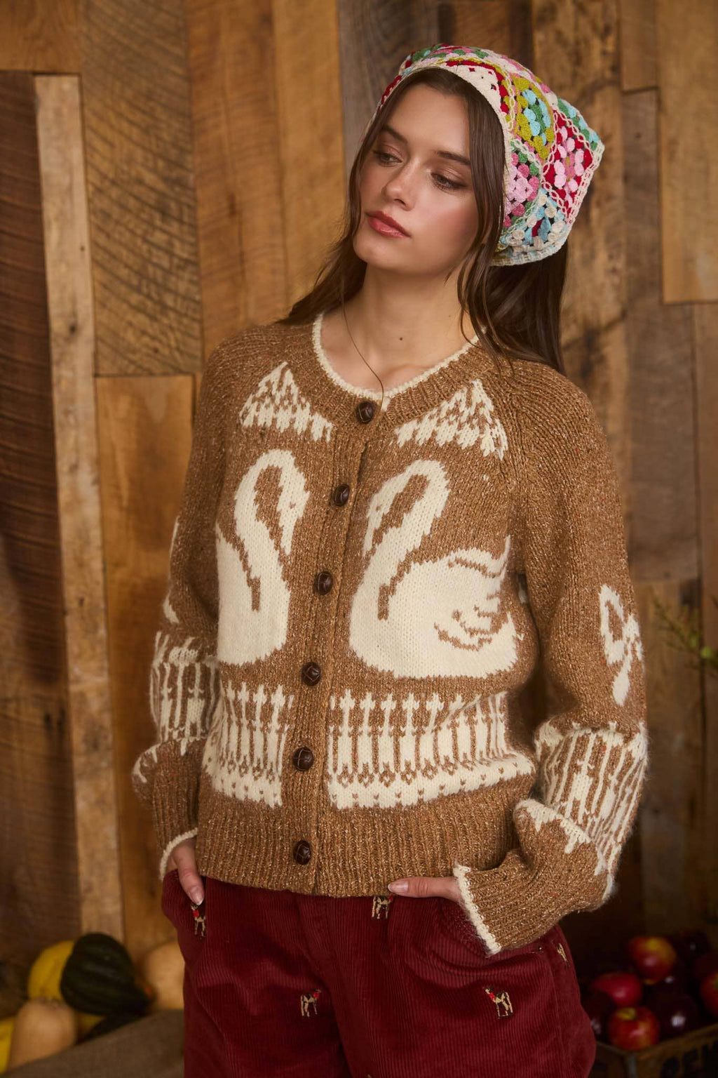 Swan Jacquard Cardigan
