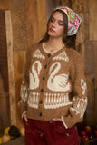 Swan Jacquard Cardigan