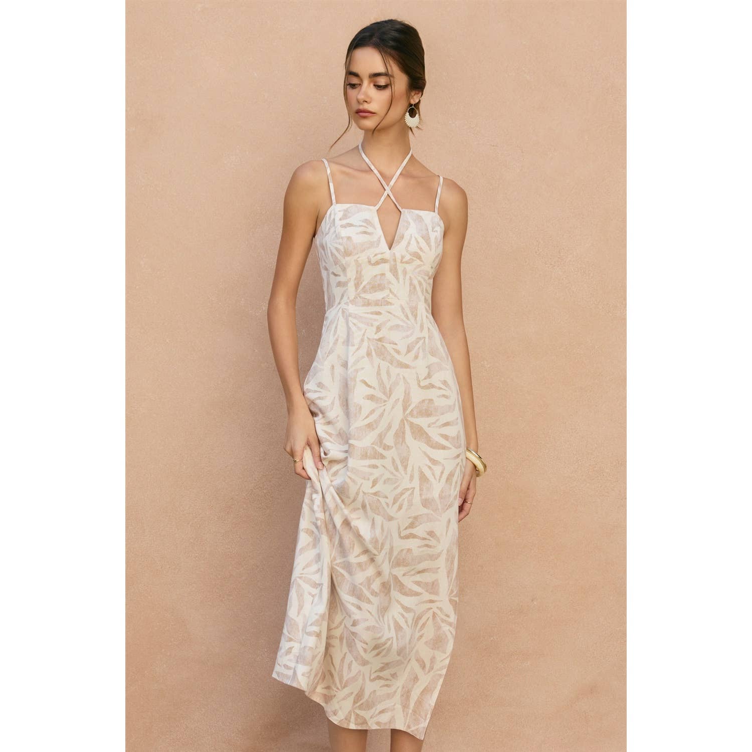 Driftwood Dreams V Cut Sleeveless Maxi Dress