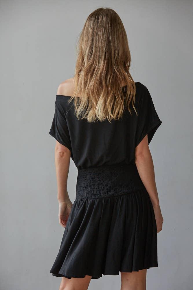 Knit Viscose Spandex Jersey Asymmetrical Neck Mini