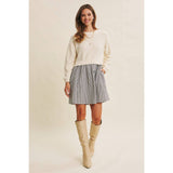 EASY COFFEE DATE BACK RIBBON TWOFER MINI SWEATER DRESS
