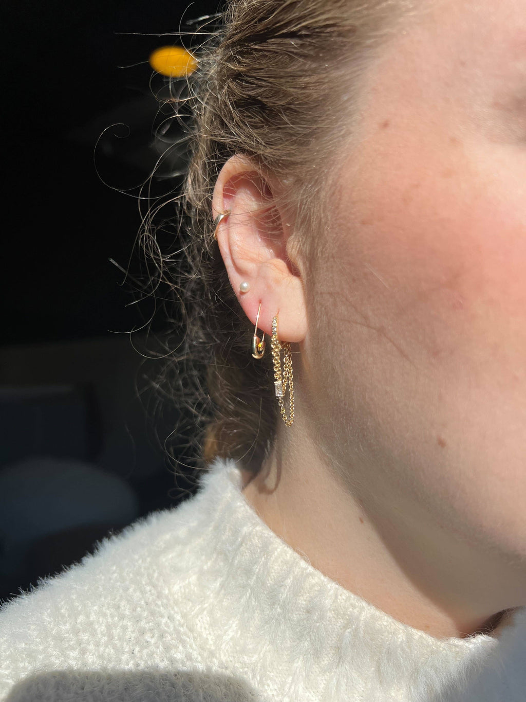 Safety Pin Threader Earrings - Gold