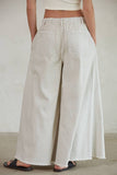 Cotton Denim Wide Leg Pants