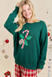 Candy Cane Happy Holidays Patchwork Knit Sweater