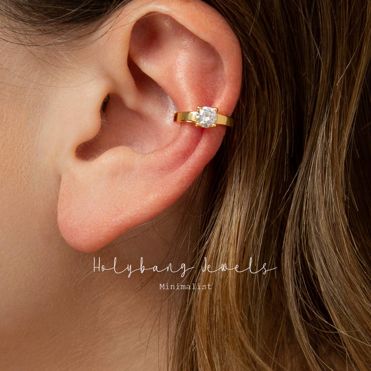 SOLITAIRE BAND EAR CUFFS