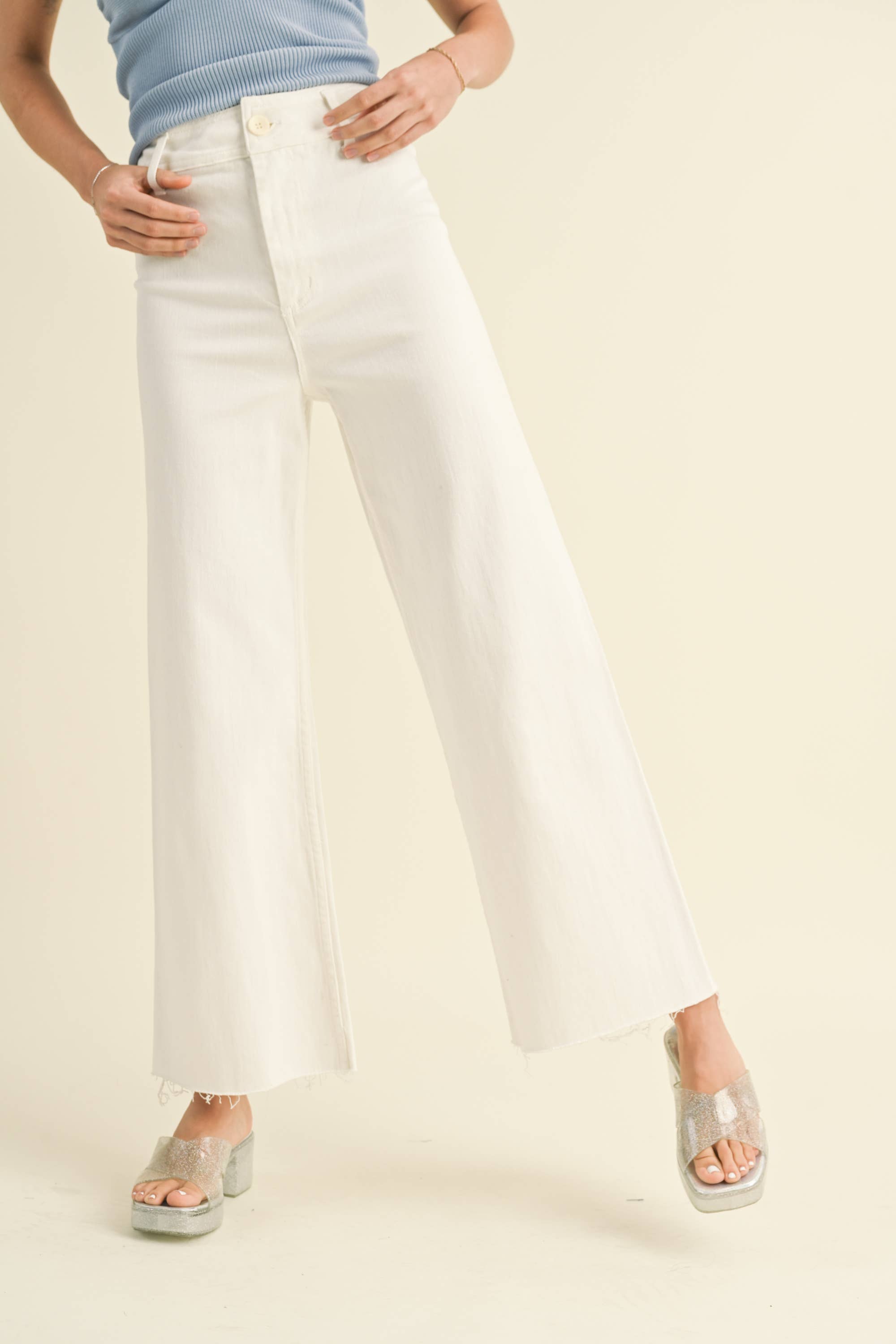 STRAIGHT WIDE LEG DENIM PANTS