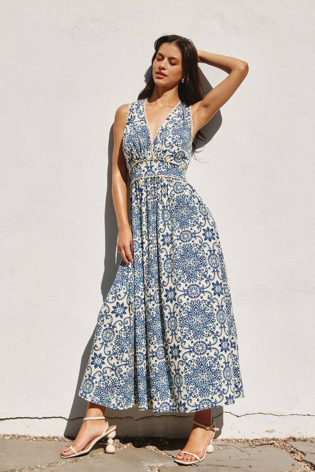 Summer In Capri Scalloped Lace Maxi Dress