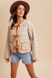 Quilted Bow Tie Puffer Jacket