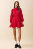 Pintuck Yoke Detail Button Front Mini Dress - CD06271