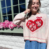 Valentine Heart Coquette Crop Sweater