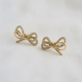 Cubic Zirconia Knot Bow Stud Earrings