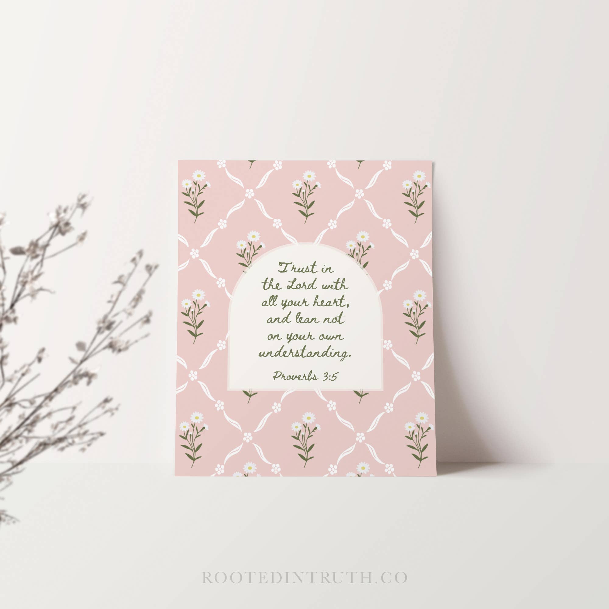 Trust Daisy Christian Art Print Cottage Decor