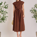 Linen Belted Midi Dress