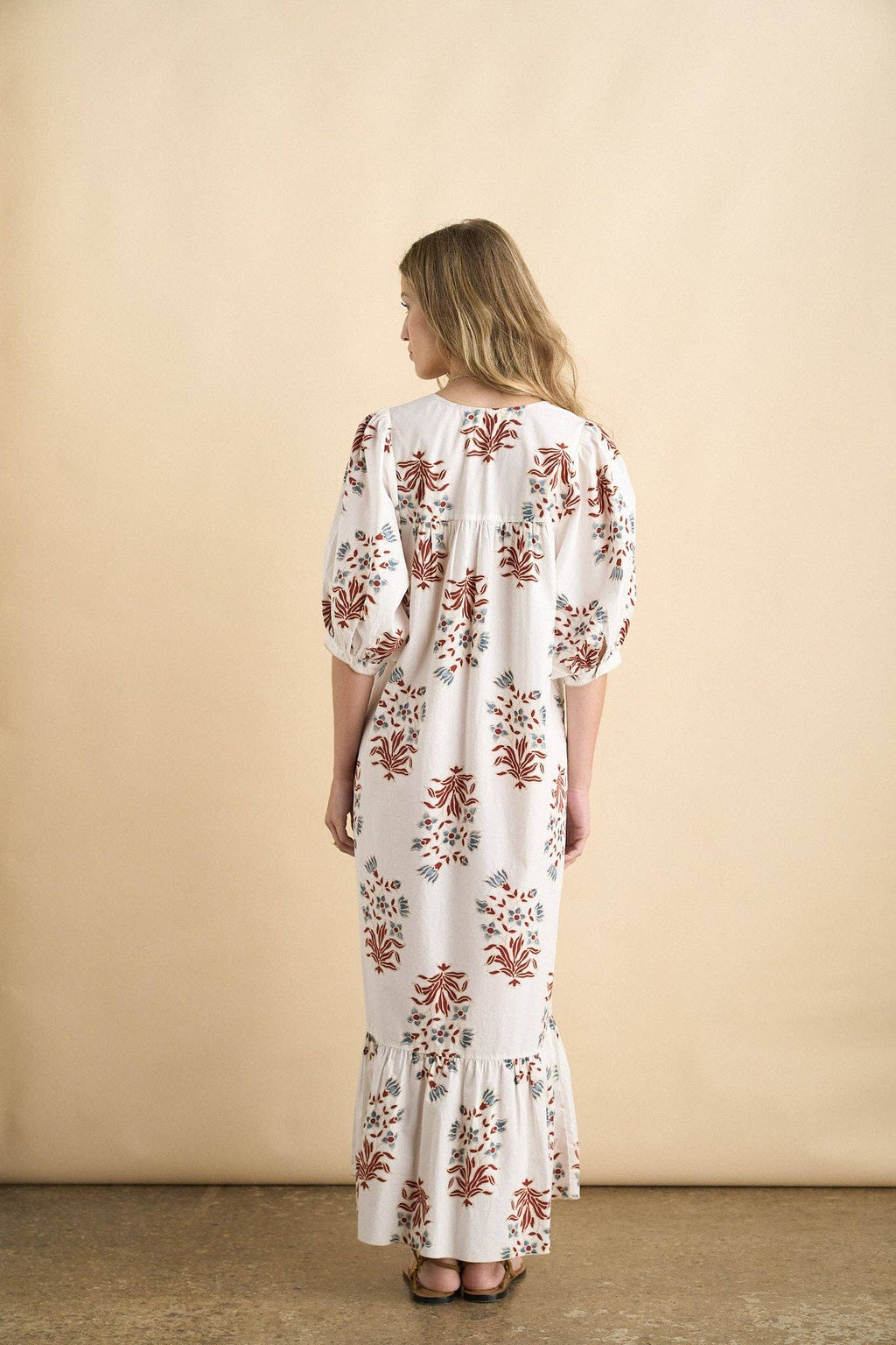 Sofia Embroidered Cotton Maxi Dress – White