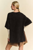WASHED CREW NECK DROPPED DOLMAN SLEEVES TOP