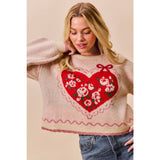 Big Valentine Heart Coquette Crop Sweater