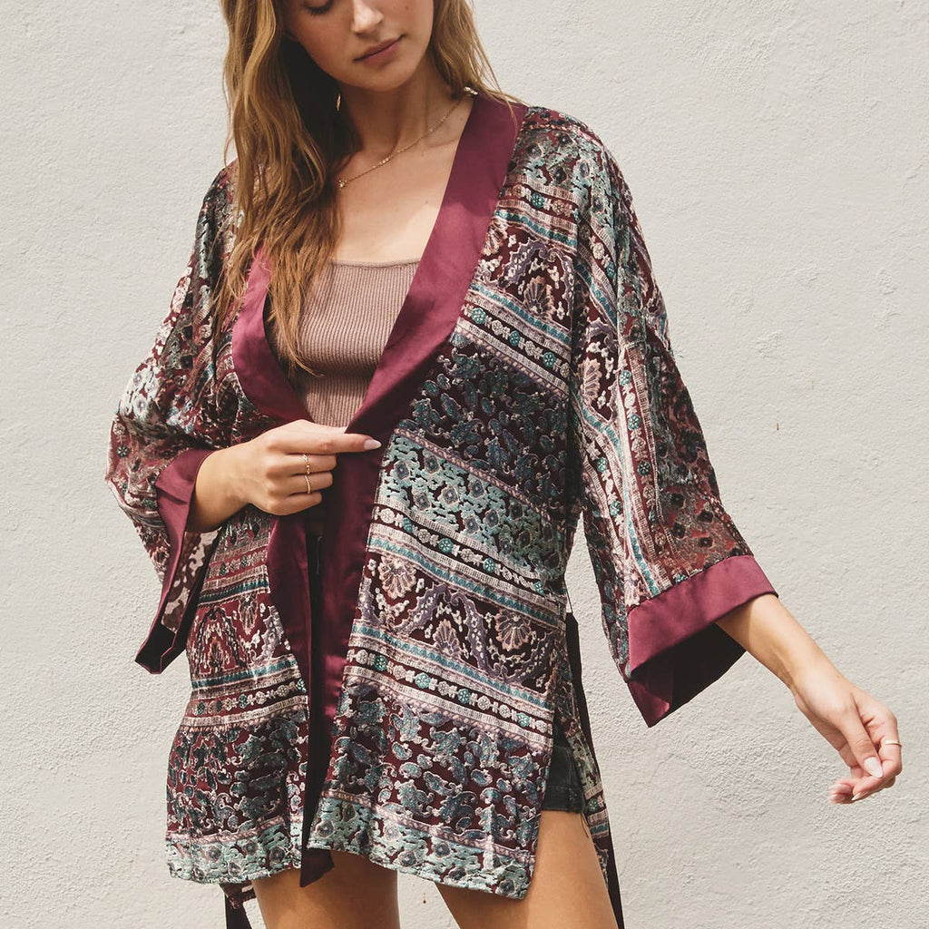 Marabel Velvet Burnout Kimono