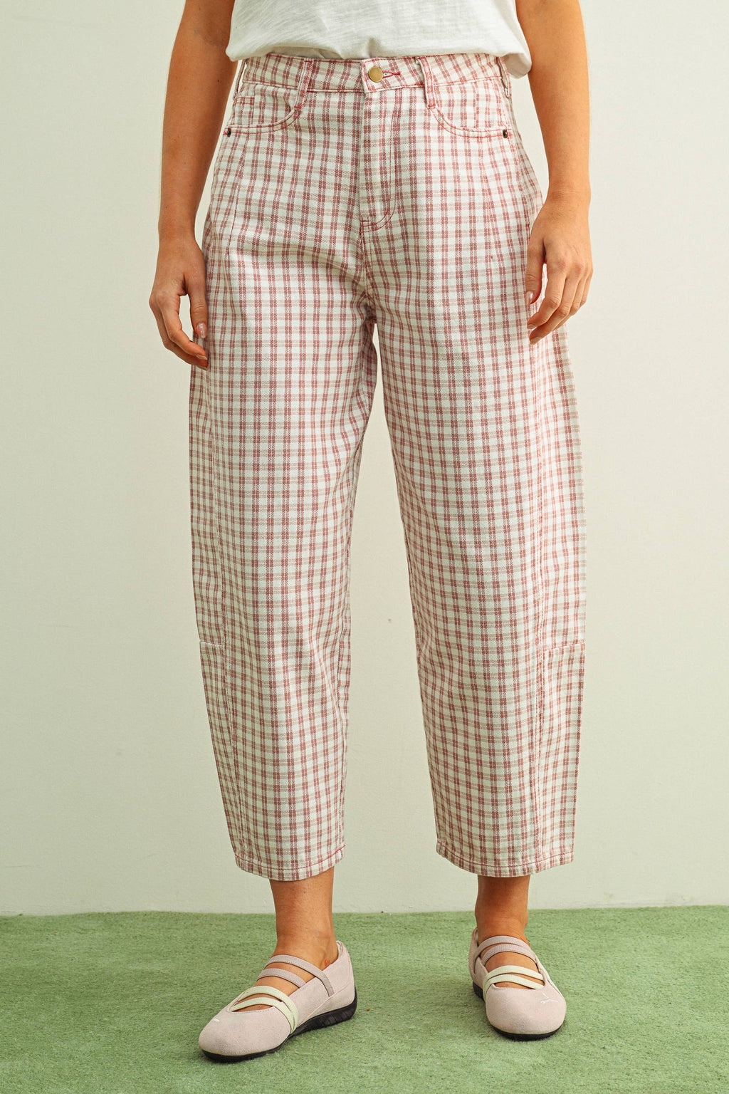 Mini Checker Barrel Pants - 6 Colors