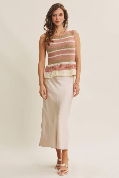 Thick Silky Satin Bias Cut Maxi Skirt - Champagne