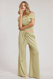 Off Shoulder Pants Set with Ruched Top