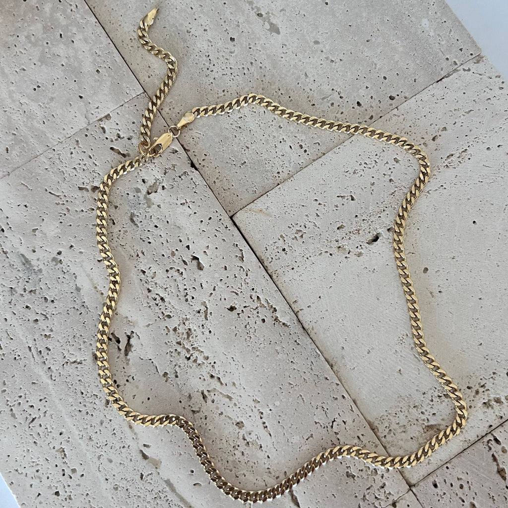 Gold Curb Chain Layering necklace 18k gold-filled