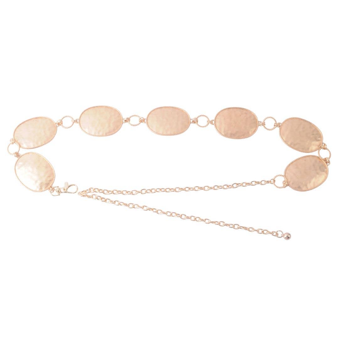Brushed Satin Gold Oval Chain Belt