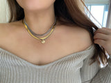 Simple silver layering curb link chain necklace