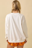 Game Day Cheer Patchwork Long Sleeve Crewneck Top