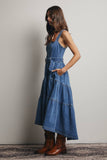 Tiered Denim Maxi Dress