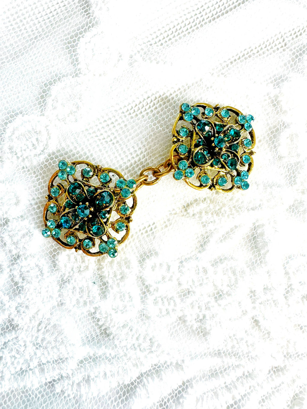 Blue & Gold Cinch Clip, Gilded Sweater Clasp KardiKlip