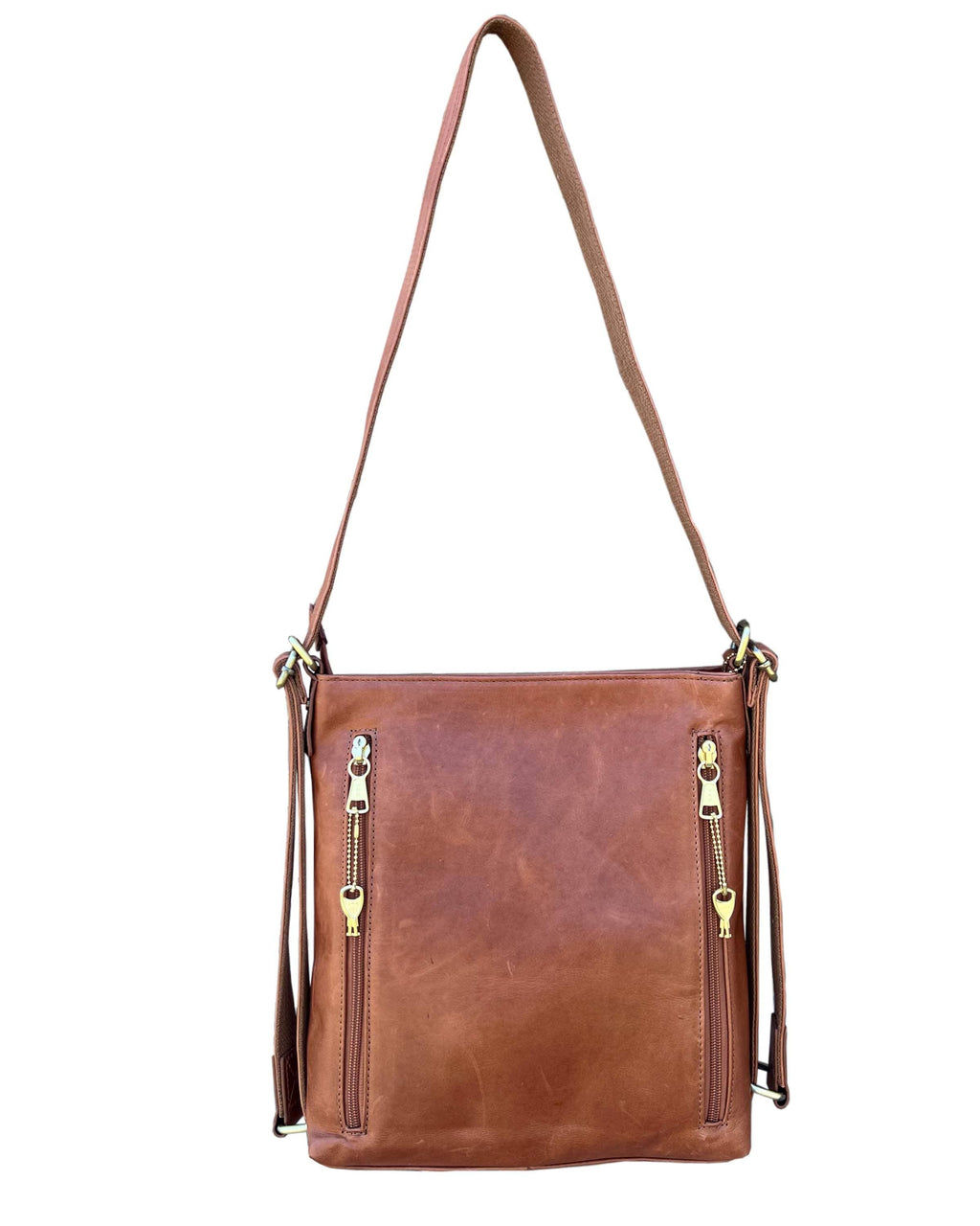 Waxed oil cowhide leather crossbody backpack