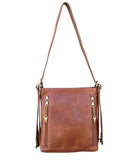 Waxed oil cowhide leather crossbody backpack