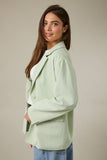 Sage Oversized Blazer with Gingham Lining