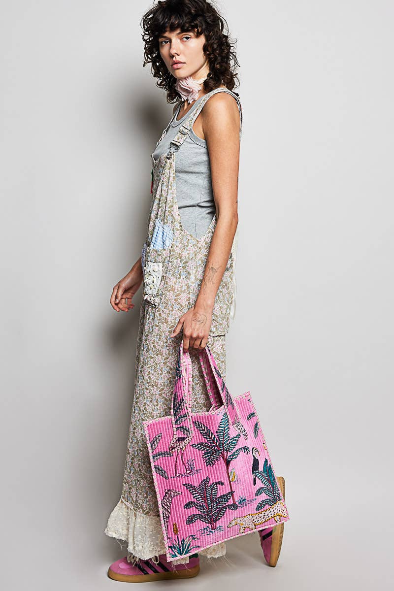 Everyday Quilted Striped Tote Bag