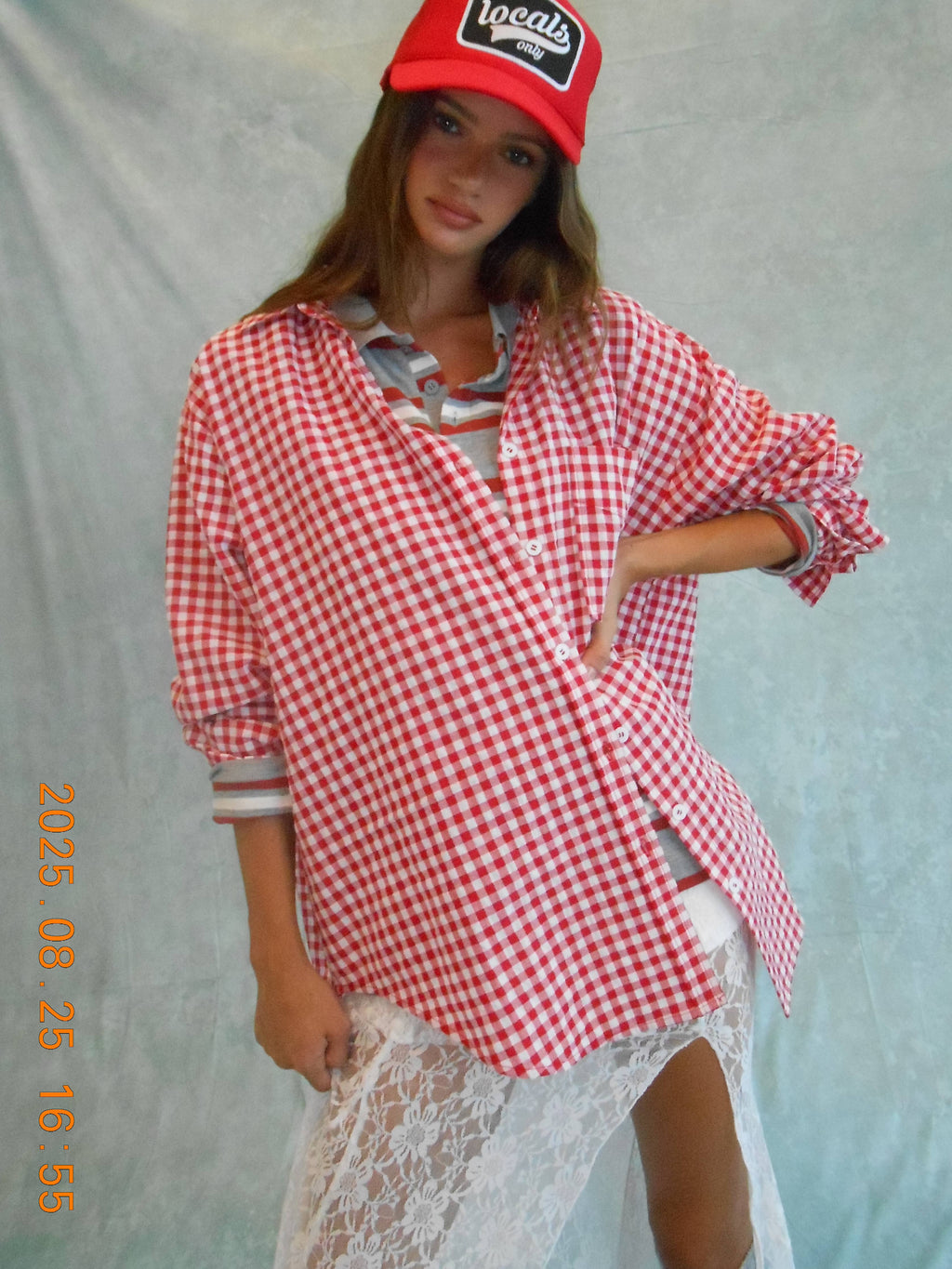 Oversized Gingham Button Down Shirt