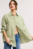Open-Pack Oversized Gingham Button Down Shirt