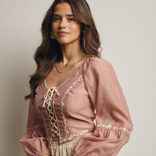 Renee Lace Up Blouse