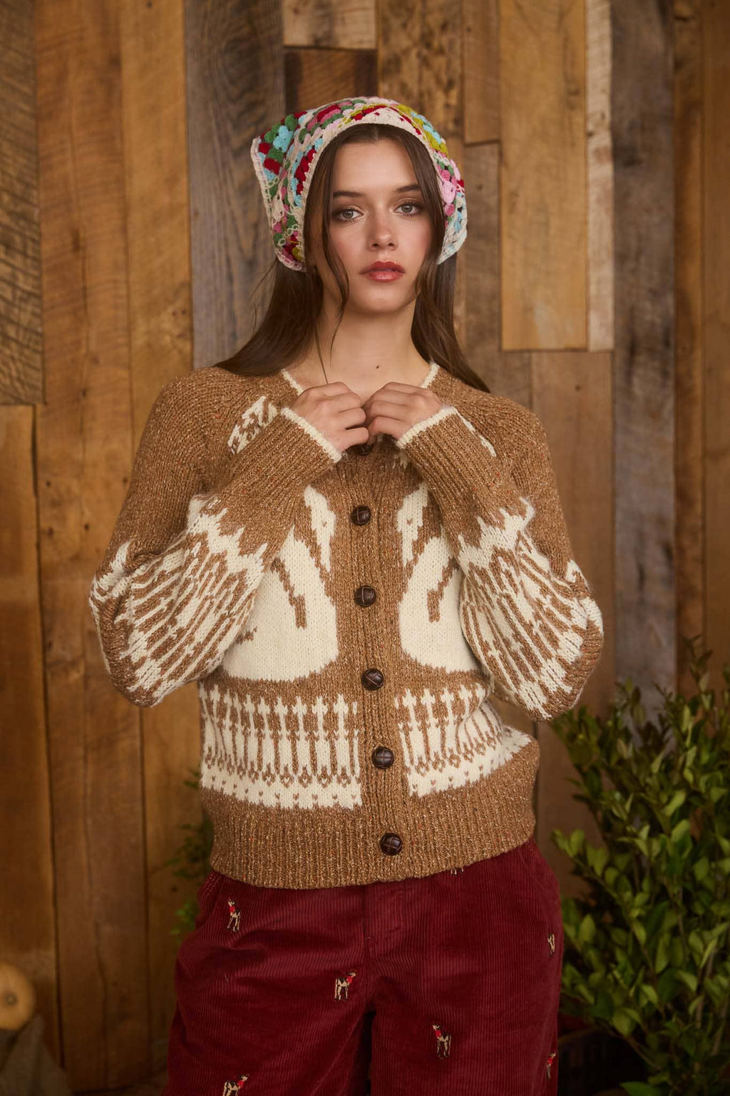 Swan Jacquard Cardigan
