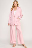 OVERSIZE SATIN BLAZER-BUBBLE PINK