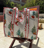 White Cotton Quilted Bag Hand Block Print Bag Party Wear Bag