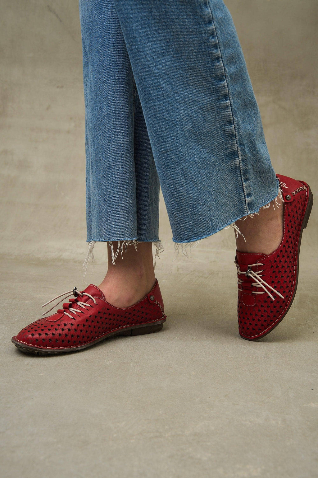 Olive JABIN Leather Flats