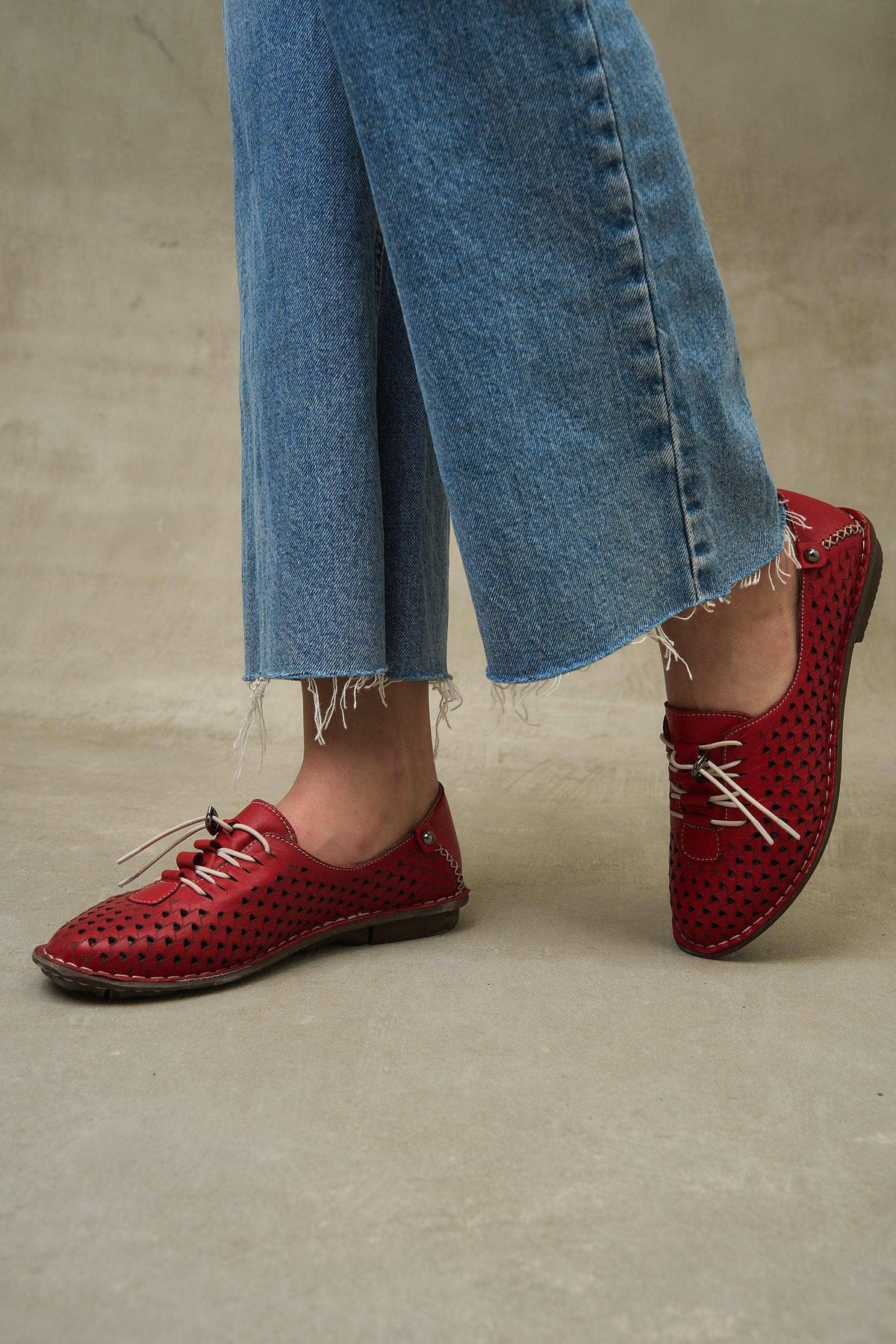 Olive JABIN Leather Flats