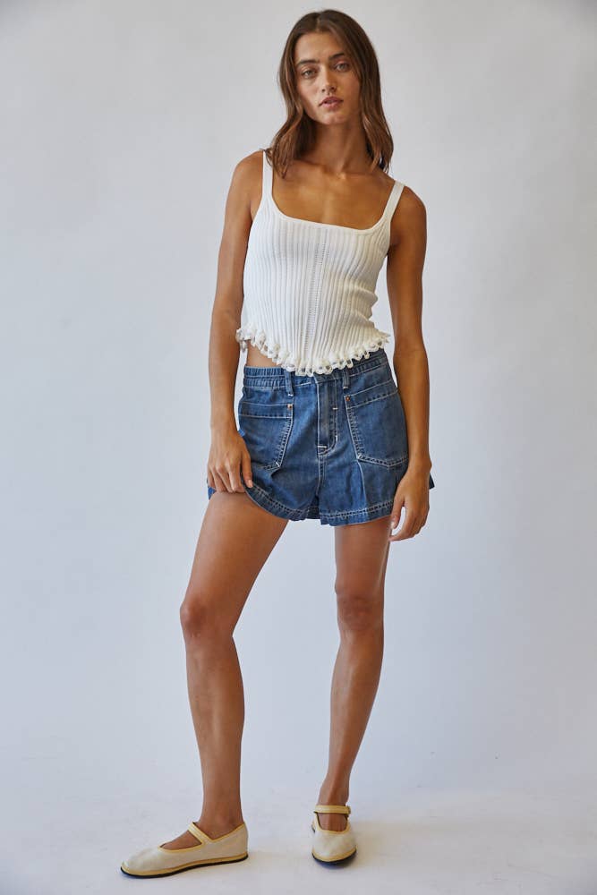 White Knit Corset Top