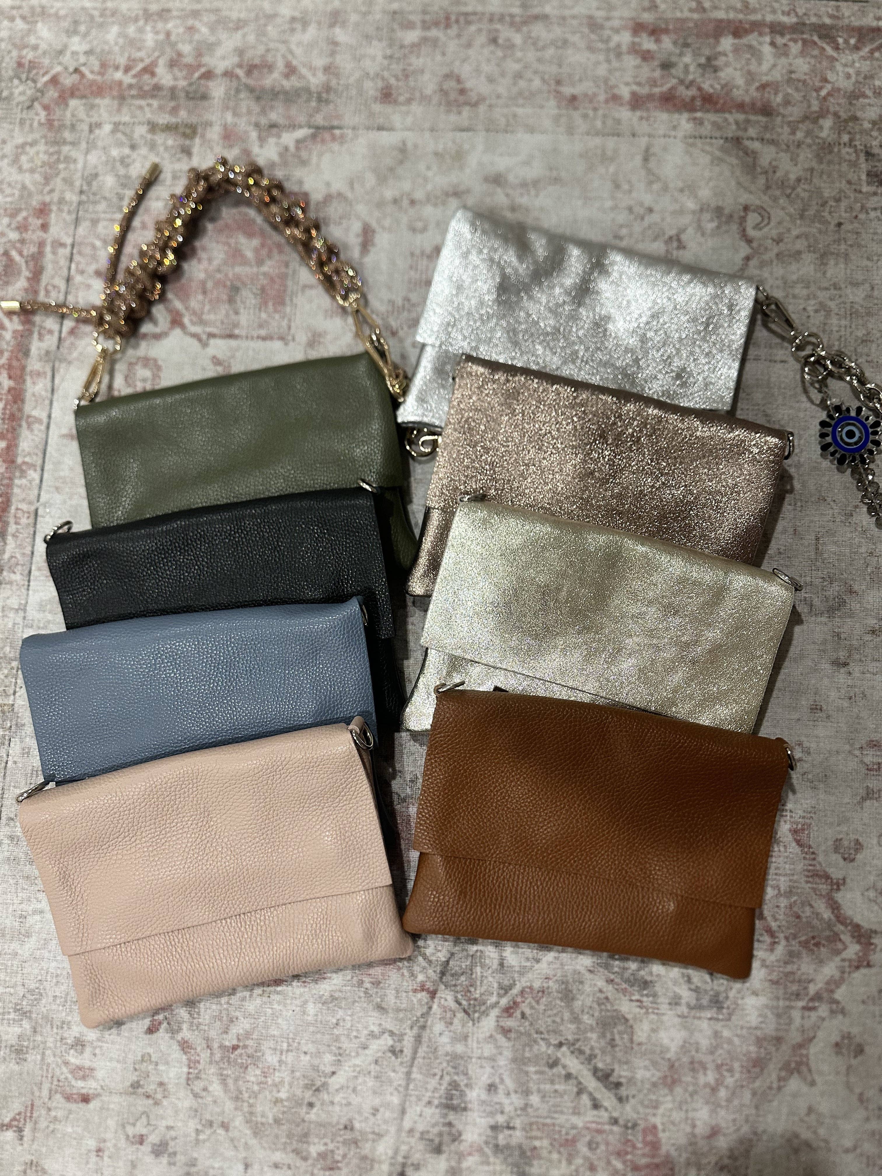 Trio Italian Leather Crossbody, Shoulder & Clutch Bag
