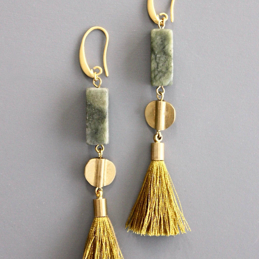 Athena Jasper and tassel earrings