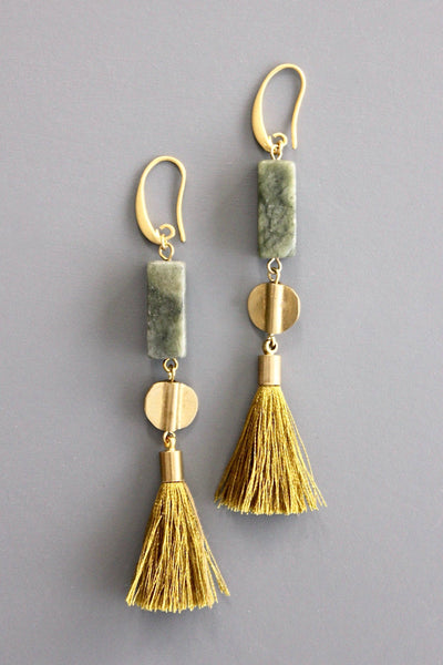 Athena Jasper and tassel earrings